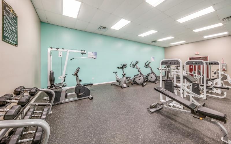 a gym with exercise equipment